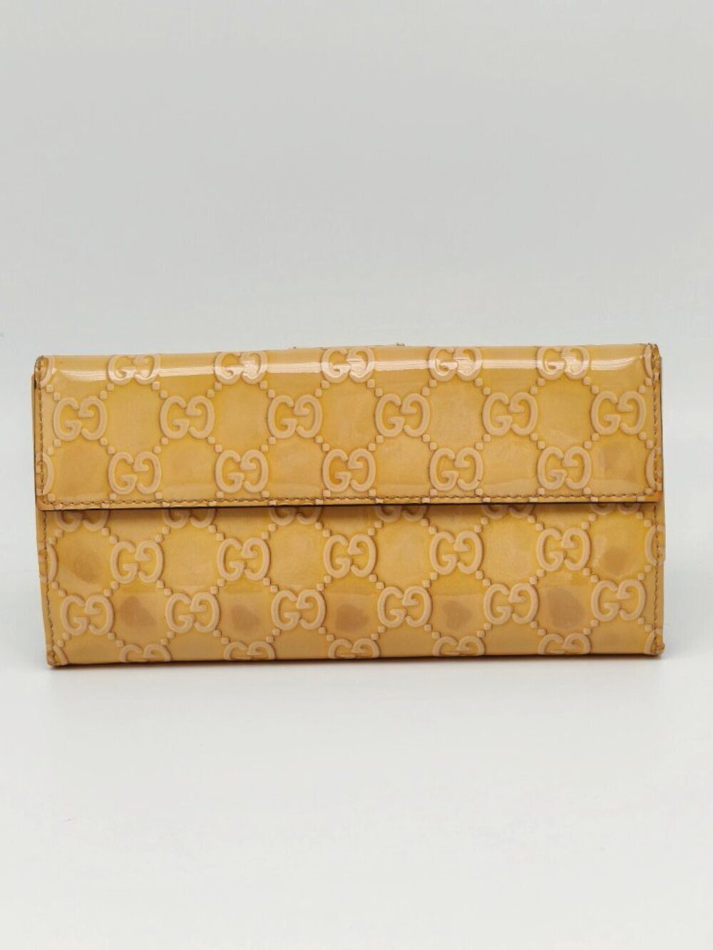 Gucci Guccissima Patent Leather Long Wallet Beige Heart Logo - Picture 2 of 13